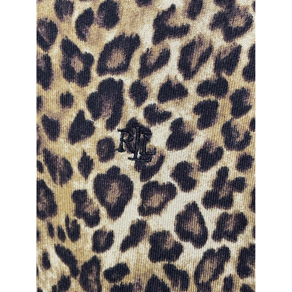 Lauren Ralph Lauren Leopard Print Pajama Set Long Sleeve Top Joggers Brown Small - Picture 5 of 10